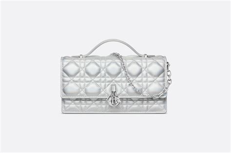 miss dior mini bag iridescent metallic silver-tone cannage lambskin|Miss Dior Mini Bag Iridescent Metallic Silver.